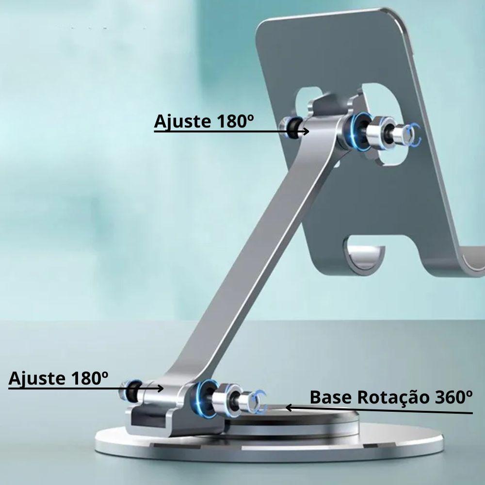 Suporte De Mesa Giratório 360º Dobrável Ajustável Compacto Para Celular Tablet - 3