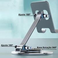 Suporte De Mesa Giratório 360º Dobrável Ajustável Compacto Para Celular Tablet - 3