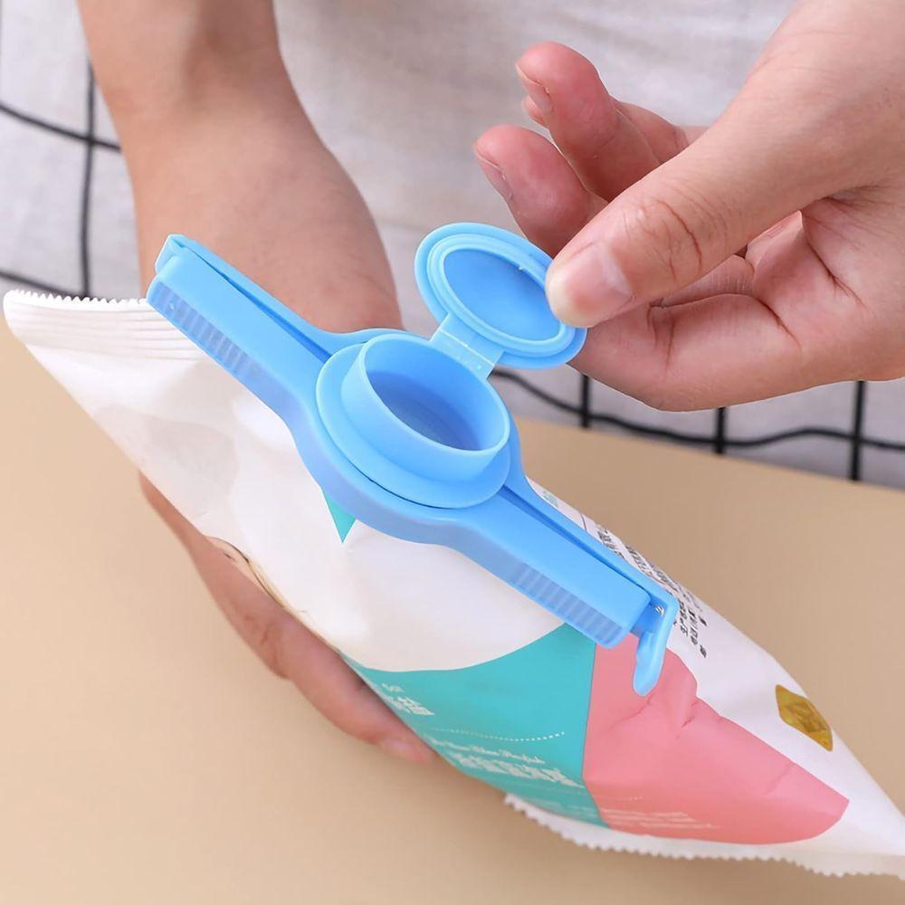 Kit 3 Presilhas Clipe De Vedação De Alimentos Embalagem Com Boca De Vedação Com Tampa - 3