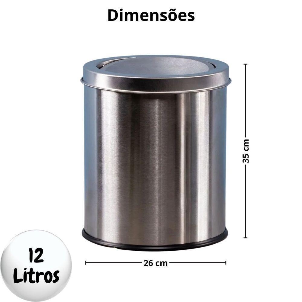Lixeira Basculante Multiuso Inox 12 Litros - Design Moderno e Praticidade - 5