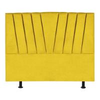 Cabeceira Estofada Cama Box King 195 Cm Ariel Suede Amarelo - 1