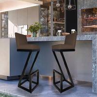 Kit 04 Banqueta Alta Z Base De Ferro Suede Marrom D'classe Decor - 6