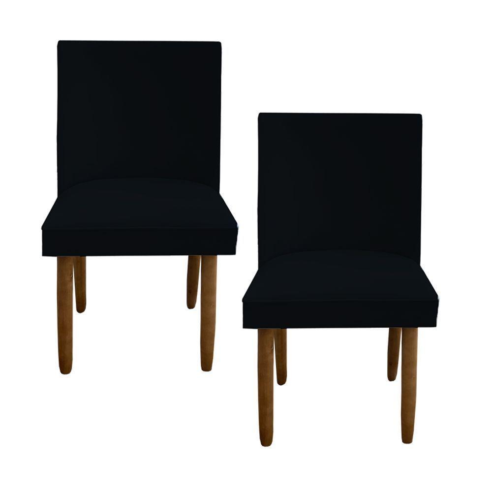 Kit 02 Cadeiras Para Sala De Jantar Tóquio Pés Palito Suede Preto D'classe Decor - 1