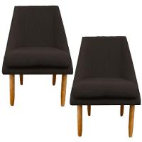 Kit 02 Cadeiras Para Sala De Jantar Ana Pés Palito Suede Marrom D'classe Decor - 1