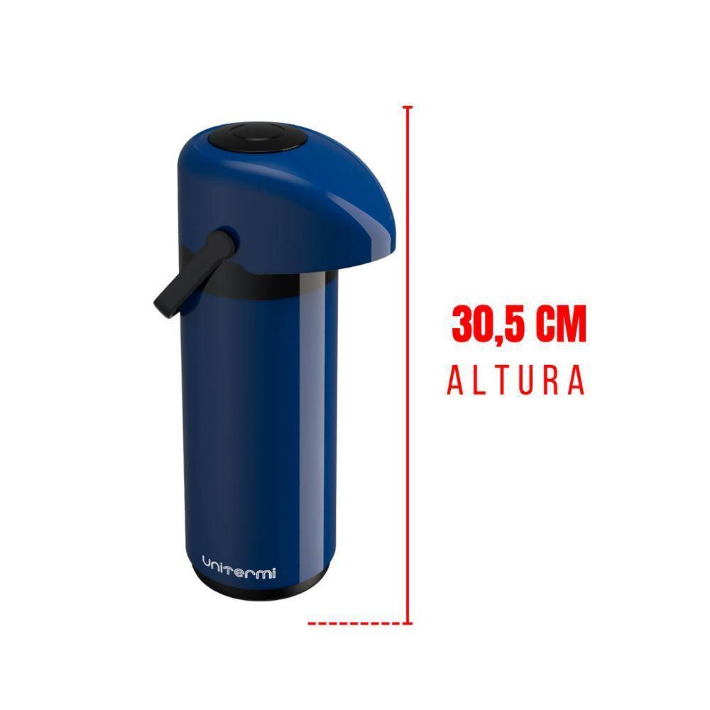 Garrafa Térmica Pressão Verona 1 L Azul - Unitermi - 3