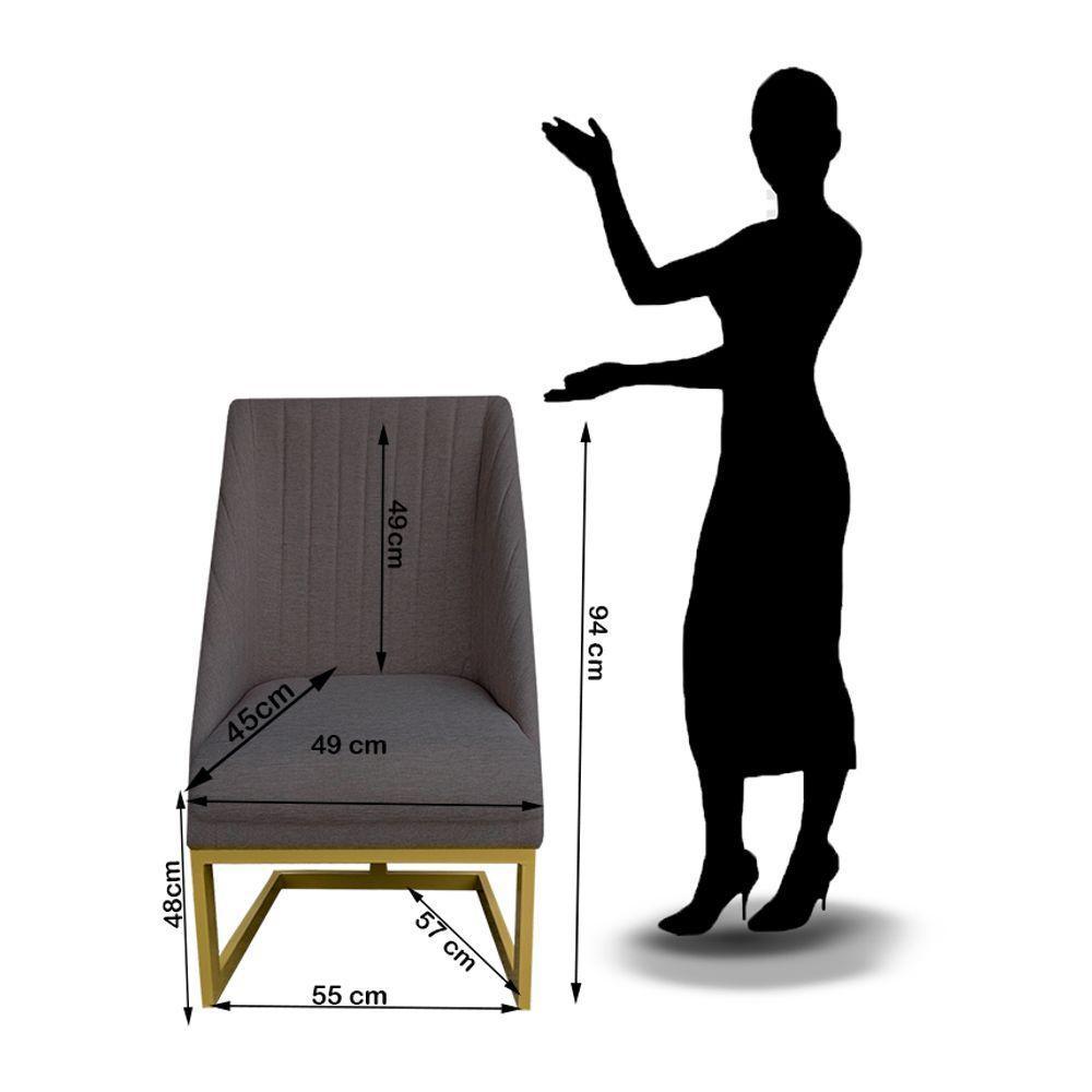 Kit 04 Cadeiras Para Sala De Jantar Ana Base De Ferro Linho Grafite D'classe Decor - 5