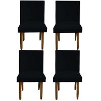 Kit 04 Cadeiras Para Sala De Jantar Tóquio Pés Palito Suede Preto D'classe Decor - 1