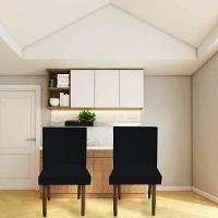 Kit 04 Cadeiras Para Sala De Jantar Tóquio Pés Palito Suede Preto D'classe Decor - 6