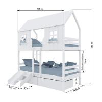 Beliche Casinha Encantada Com 02 Gavetas Kit Escada/ Escorregador Madeira Maciça Branco Megamobilia - 3