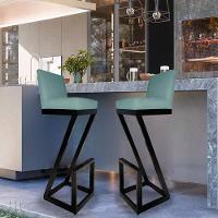 Kit 06 Banqueta Alta Z Base De Ferro Suede Azul Tiffany D'classe Decor - 6