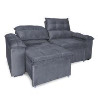 Sofá Retrátil E Reclinável 3 Lugares Verona 2,50m - élpis Móveis Veludo Cinza