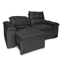 Sofá Retrátil E Reclinável 3 Lugares Verona 2,00m - élpis Móveis Veludo Preto - 4