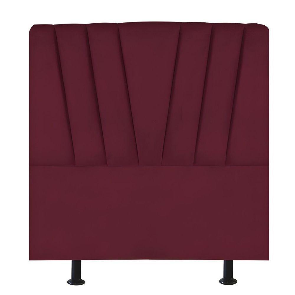 Cabeceira Estofada Cama Box Solteiro 100 Cm Ariel Suede Bordô - 1