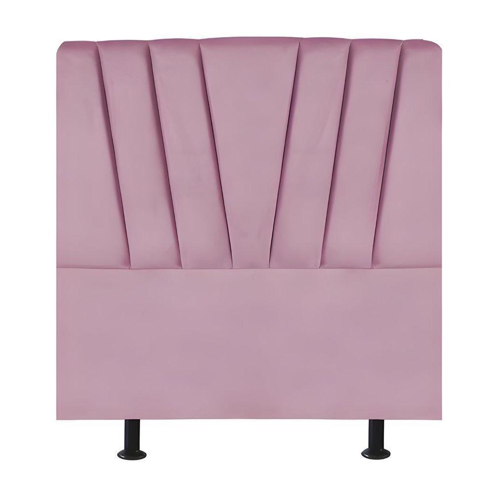 Cabeceira Estofada Cama Box Solteiro 100 Cm Ariel Suede Rosa - 1