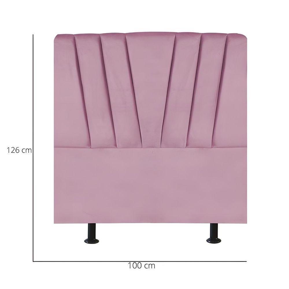 Cabeceira Estofada Cama Box Solteiro 100 Cm Ariel Suede Rosa - 3