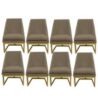 Kit 08 Cadeiras Para Sala De Jantar Ana Base De Ferro Suede Marrom Rato D'classe Decor - 1