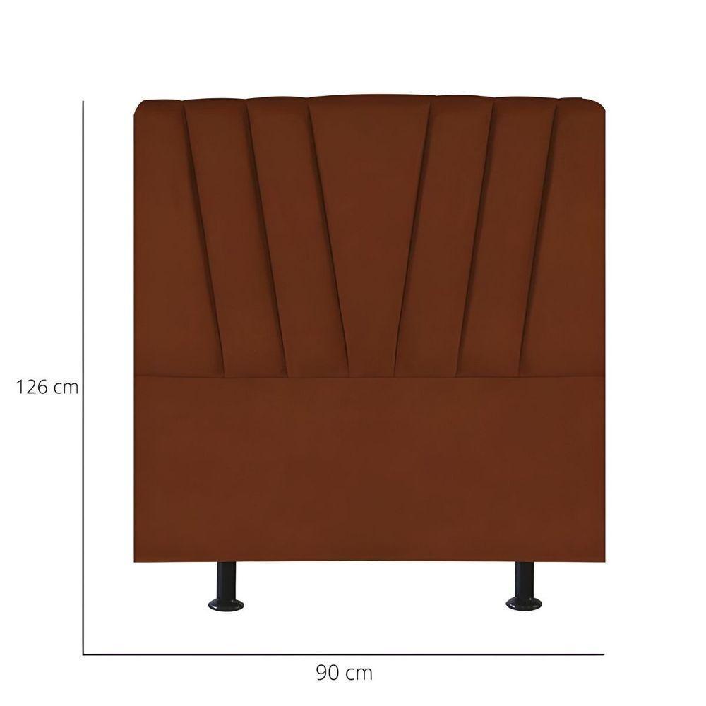 Cabeceira Solteiro Cama Box Estofada 90 Cm Lile Veludo Terracota - 1