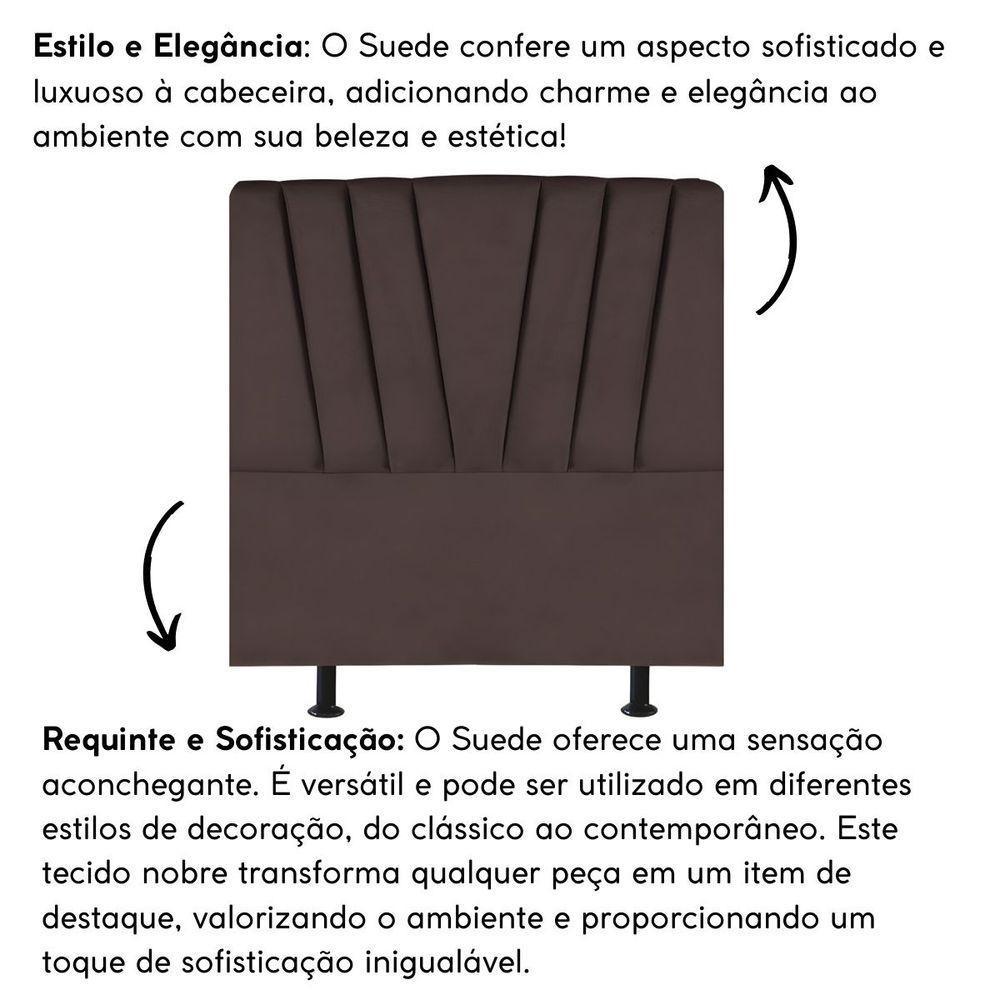 Cabeceira Estofada Cama Box Solteiro 100 Cm Ariel Suede Marrom - 5