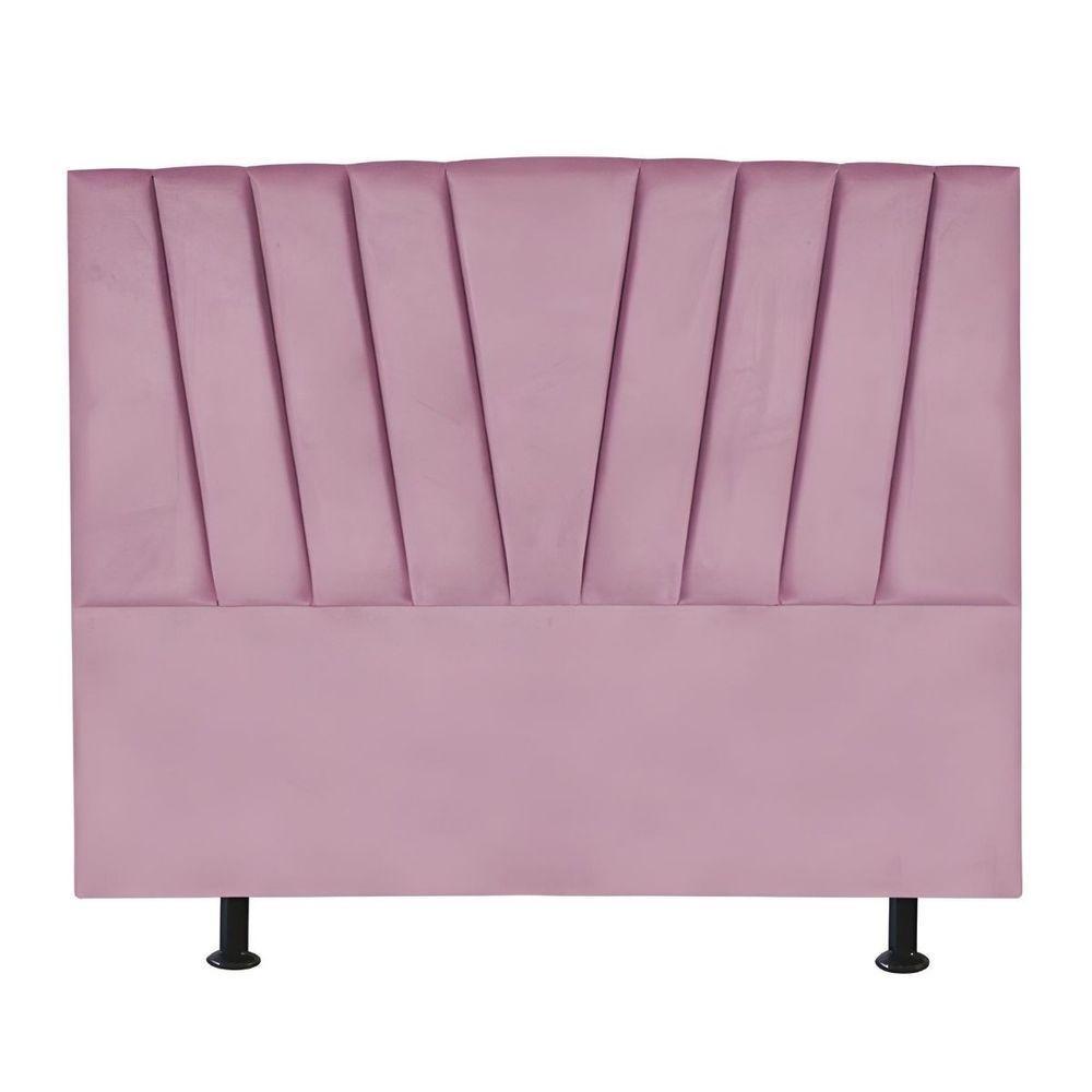 Cabeceira Estofada Cama Box King 195 Cm Ariel Suede Rosa - 1