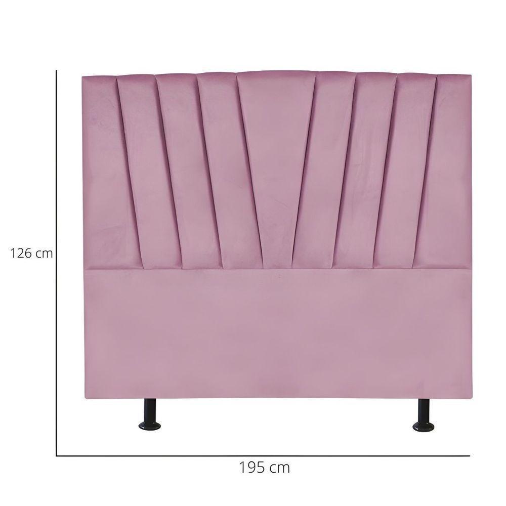 Cabeceira Estofada Cama Box King 195 Cm Ariel Suede Rosa - 3