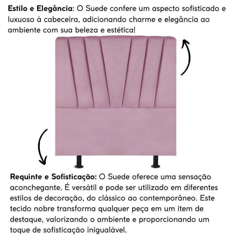 Cabeceira Estofada Cama Box King 195 Cm Ariel Suede Rosa - 5