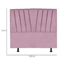 Cabeceira Estofada Cama Box King 195 Cm Ariel Suede Rosa - 3