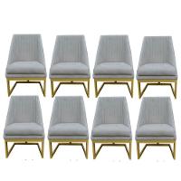 Kit 08 Cadeiras Para Sala De Jantar Ana Base De Ferro Suede Bege D'classe Decor - 1