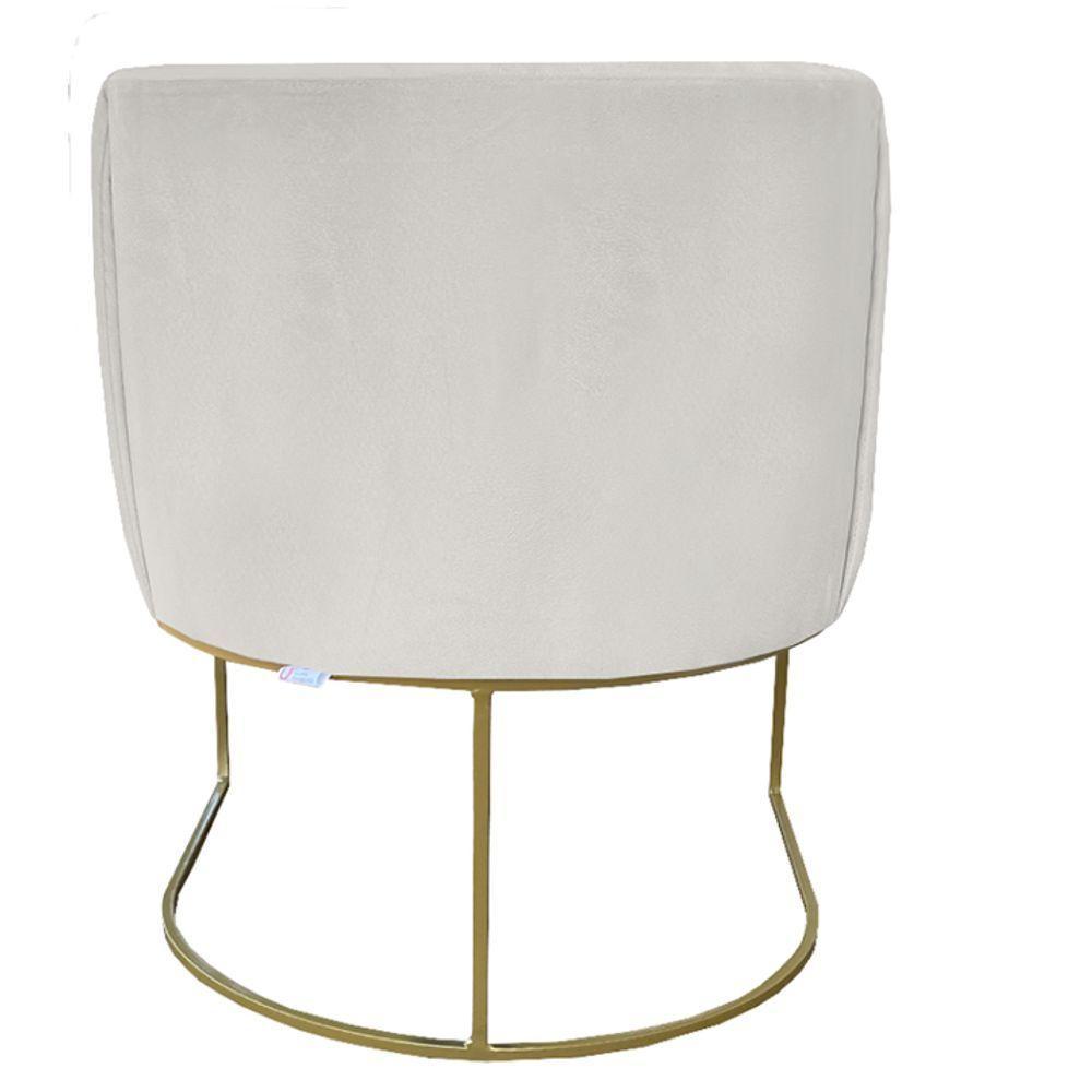 Kit 04 Poltrona Julia Com Base De Ferro Sala De Estar Escritório Recepção Clinica Suede Bege D'classe Decor - 5