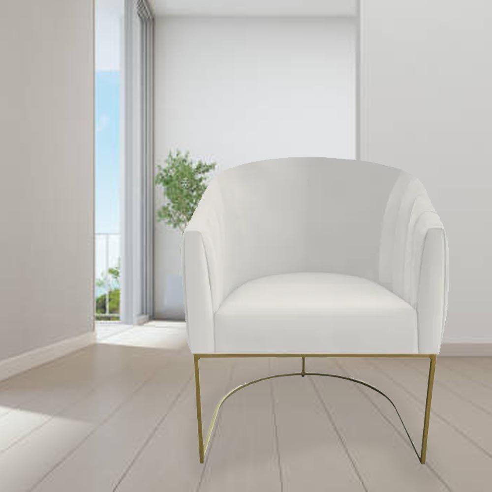 Kit 04 Poltrona Julia Com Base De Ferro Sala De Estar Escritório Recepção Clinica Suede Bege D'classe Decor - 7