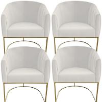 Kit 04 Poltrona Julia Com Base De Ferro Sala De Estar Escritório Recepção Clinica Suede Bege D'classe Decor - 1