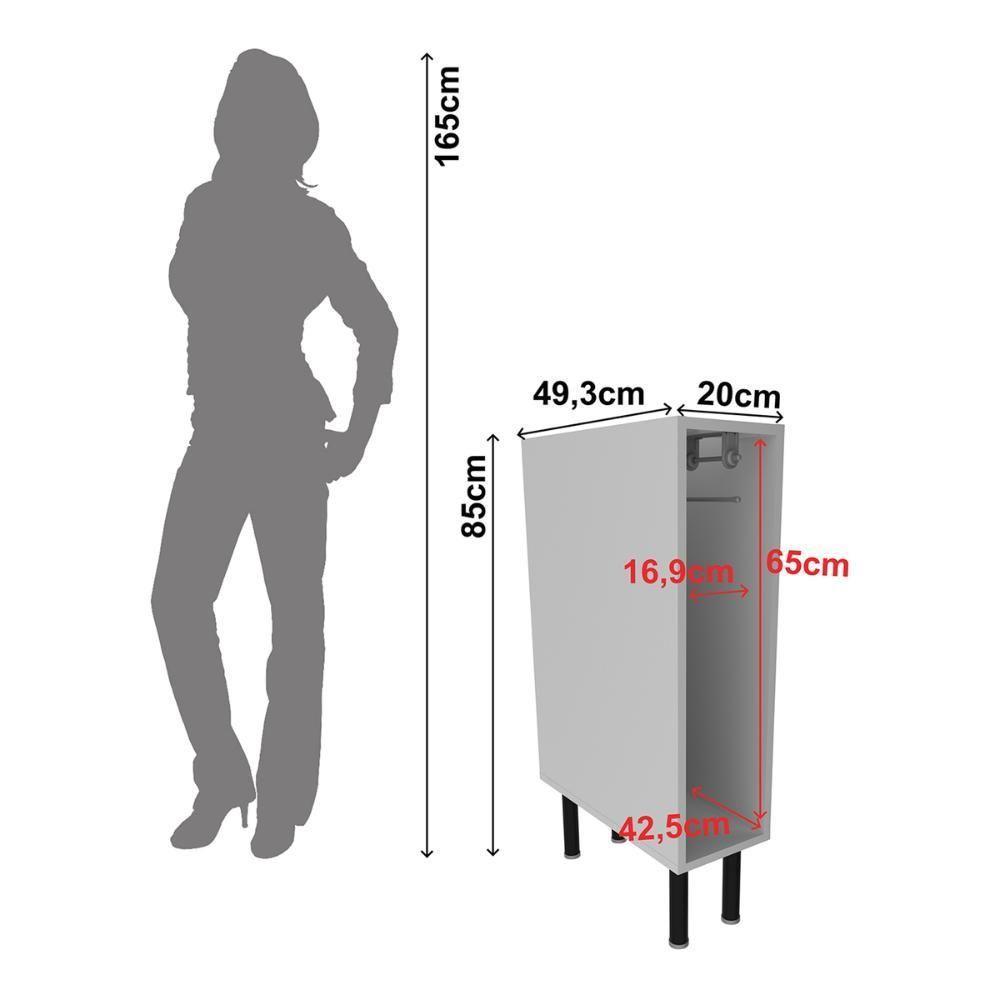 Balcão De Cozinha Em Mdf Com Porta Toalhas 20cm Multimóveis Cr20430 Branco - 2