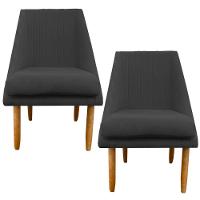 Kit 02 Cadeiras Para Sala De Jantar Ana Pés Palito Suede Grafite D'classe Decor - 1