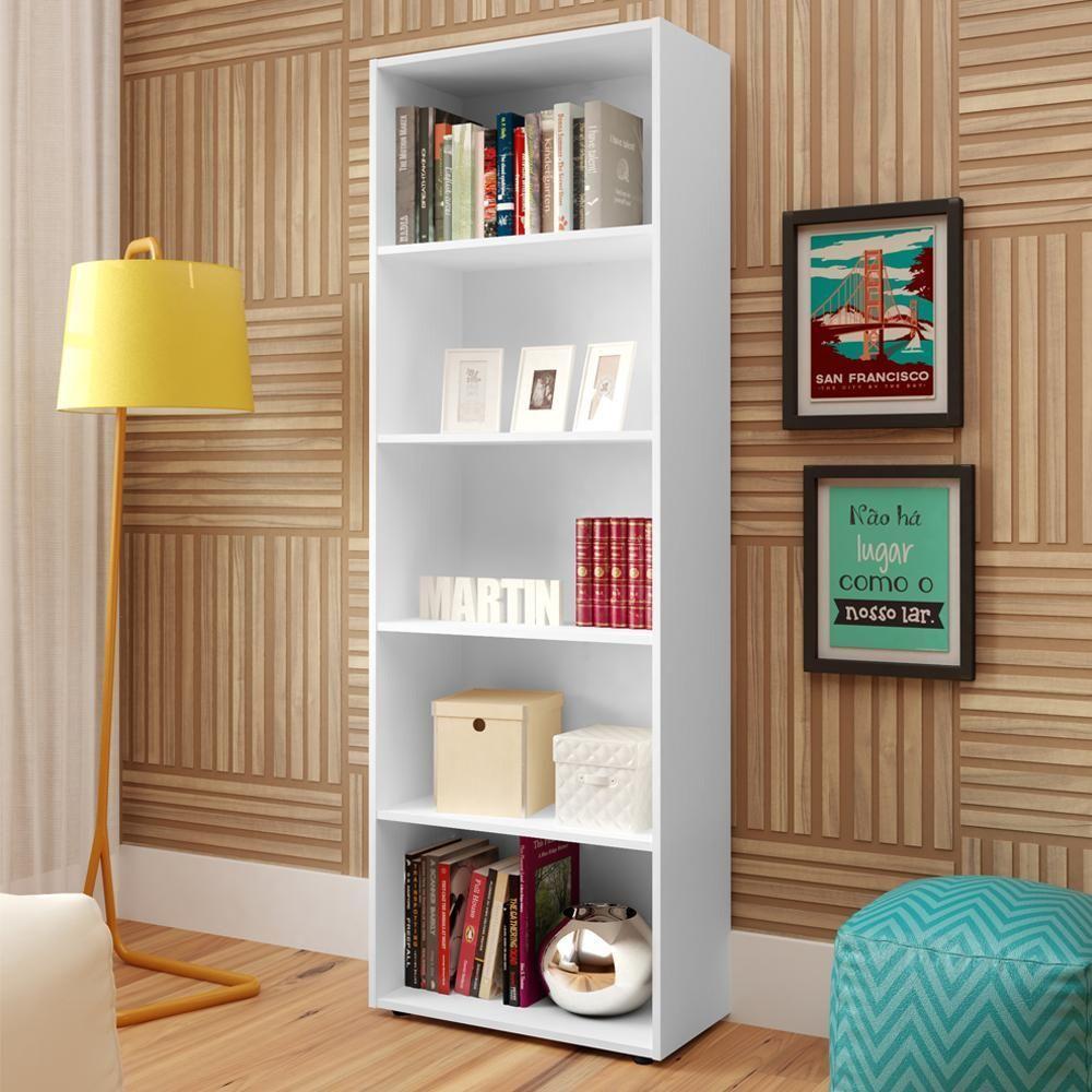 Estante Livreiro 5 Prateleiras 180x60 Cm Branco Arly Branco - 3