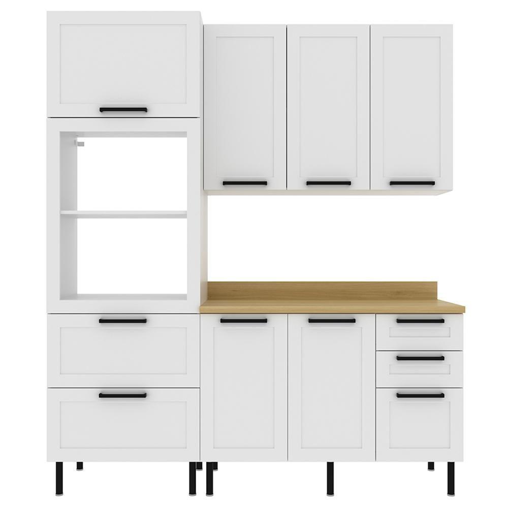 Cozinha Modulada 4 Pecas 190 Cm Mdf Branco Carvalho Tecno Mobili - 1
