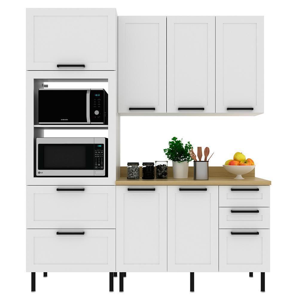 Cozinha Modulada 4 Pecas 190 Cm Mdf Branco Carvalho Tecno Mobili - 4