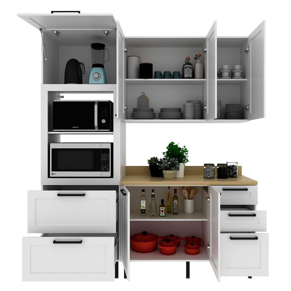 Cozinha Modulada 4 Pecas 190 Cm Mdf Branco Carvalho Tecno Mobili - 5