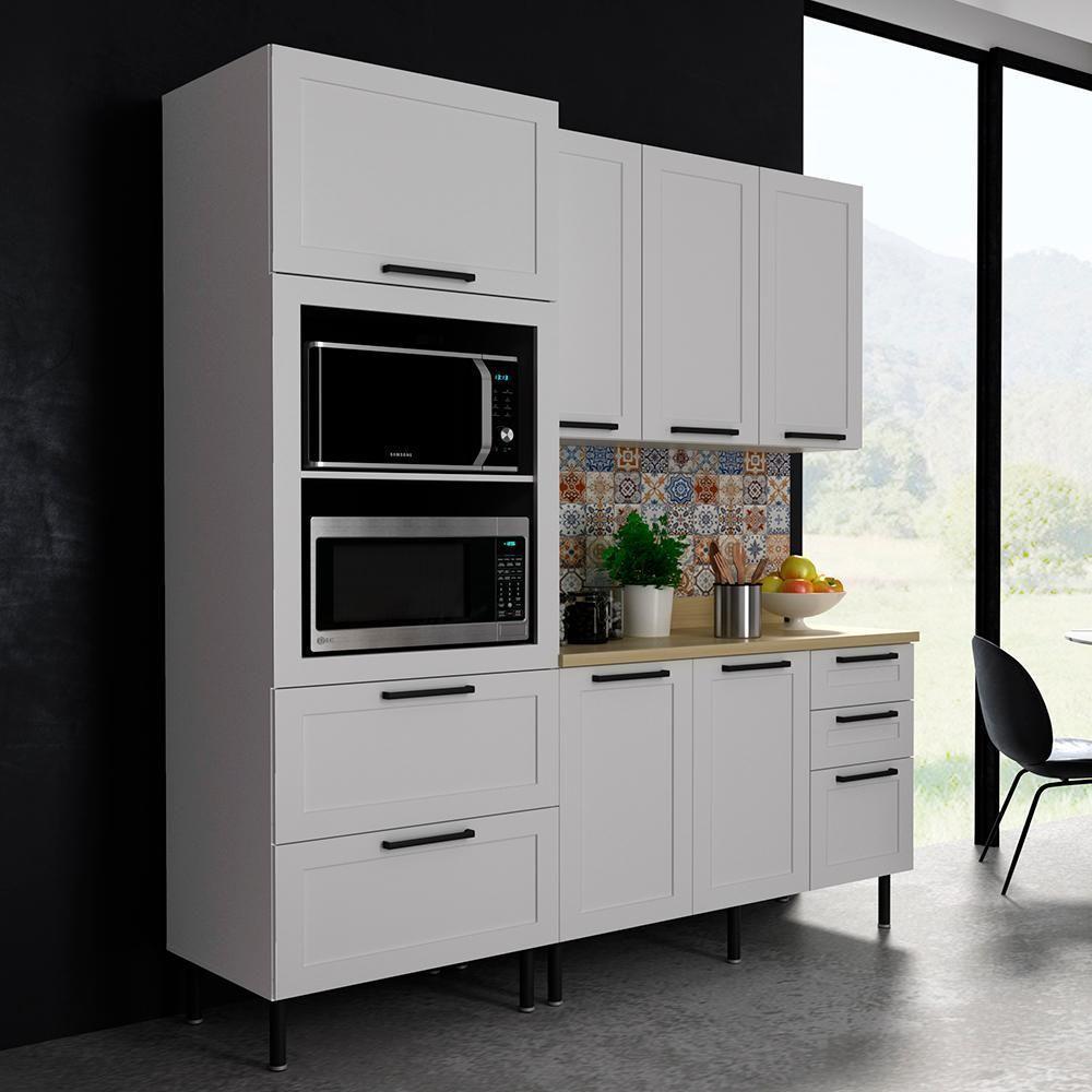 Cozinha Modulada 4 Pecas 190 Cm Mdf Branco Carvalho Tecno Mobili - 6