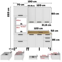 Cozinha Modulada 4 Pecas 190 Cm Mdf Branco Carvalho Tecno Mobili - 3