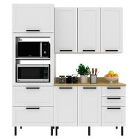 Cozinha Modulada 4 Pecas 190 Cm Mdf Branco Carvalho Tecno Mobili