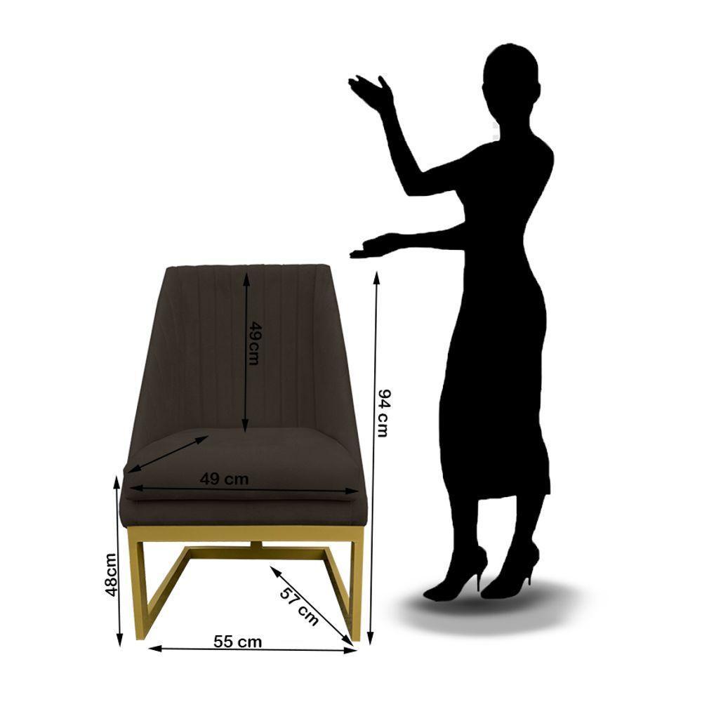 Kit 06 Cadeiras Para Sala De Jantar Ana Base De Ferro Suede Marrom D'classe Decor - 6