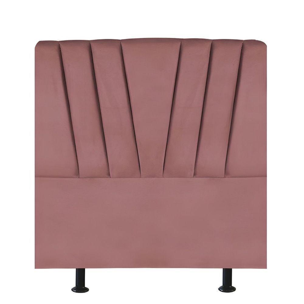Cabeceira Estofada De Cama Casal Box 140 Cm Ariel Suede Rosé - 1
