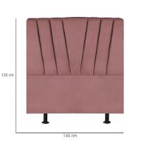 Cabeceira Estofada De Cama Casal Box 140 Cm Ariel Suede Rosé - 3