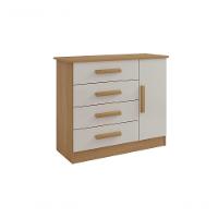 Cômoda Firenze 4 Gavetas 1 Porta C-sapateira - D' Doro Cinamomo-off White - 1