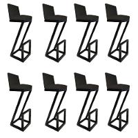 Kit 08 Banqueta Alta Z Base De Ferro Suede Preto D'classe Decor - 1