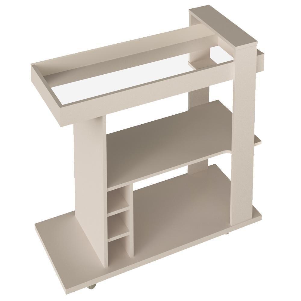 Carrinho Bar Com Rodízios 91 Cm Tampo Espelhado Off White Arly - 1