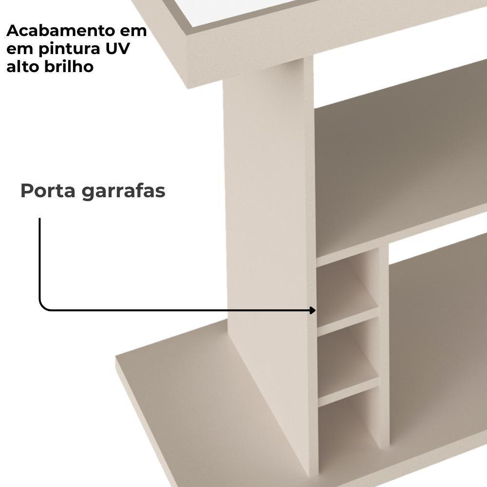 Carrinho Bar Com Rodízios 91 Cm Tampo Espelhado Off White Arly - 5