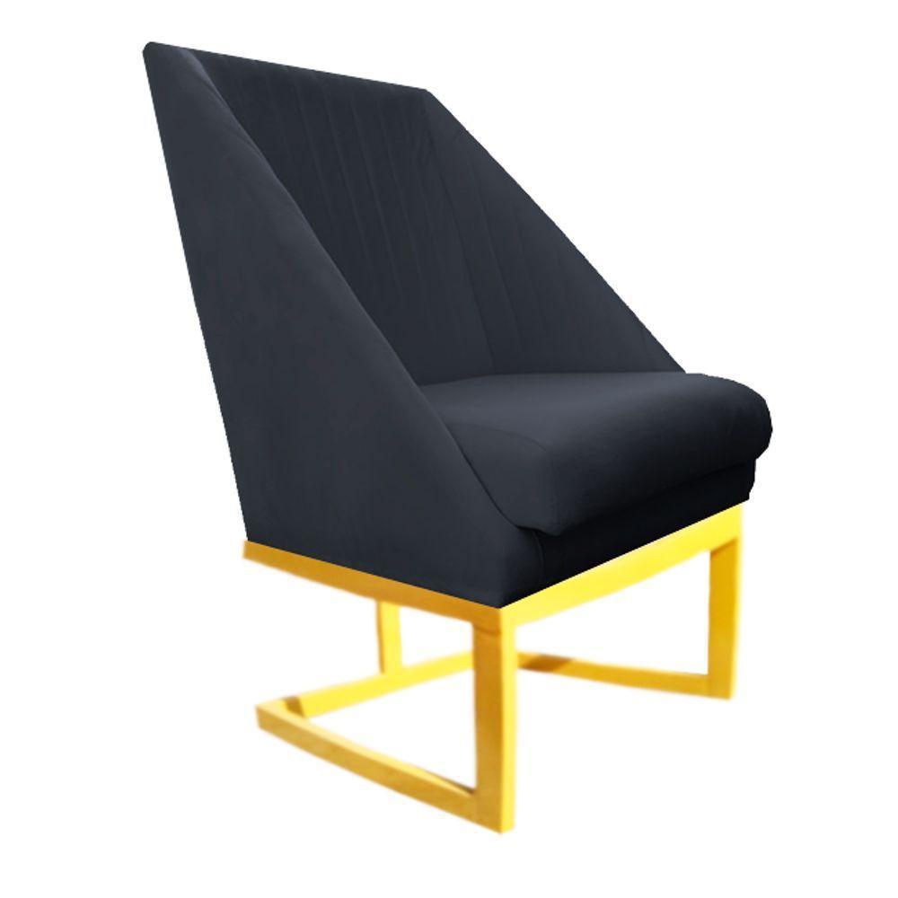 Cadeira Para Sala De Jantar Ana Base De Ferro Veludo Grafite D'classe Decor - 2