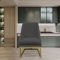 Cadeira Para Sala De Jantar Ana Base De Ferro Suede Grafite D'classe Decor - 6