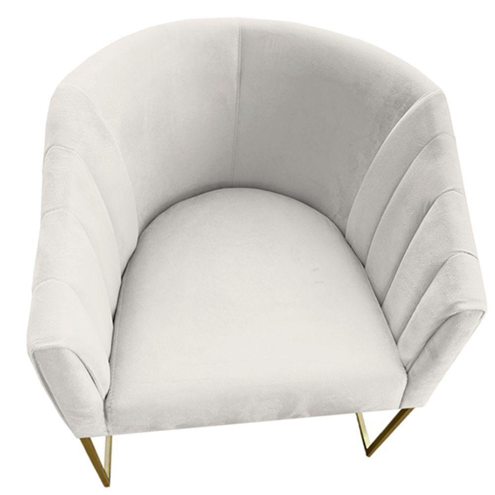 Kit 03 Poltrona Julia Com Base De Ferro Sala De Estar Escritório Recepção Clinica Suede Bege D'classe Decor - 3