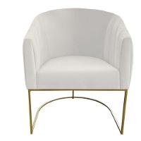 Kit 03 Poltrona Julia Com Base De Ferro Sala De Estar Escritório Recepção Clinica Suede Bege D'classe Decor - 2